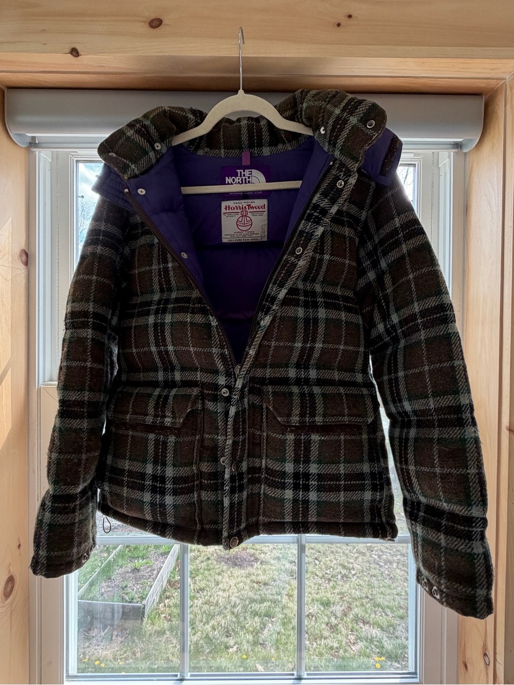North Face Purple Label x Harris Tweed Down Jacket. 100% wool. Size S